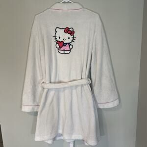 Hello Kitty White‎ Fluffy Cozy Robe XL Embroidered Logo Sanrio Licensed Women’s